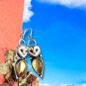 Silver and Gold Owl Earrings